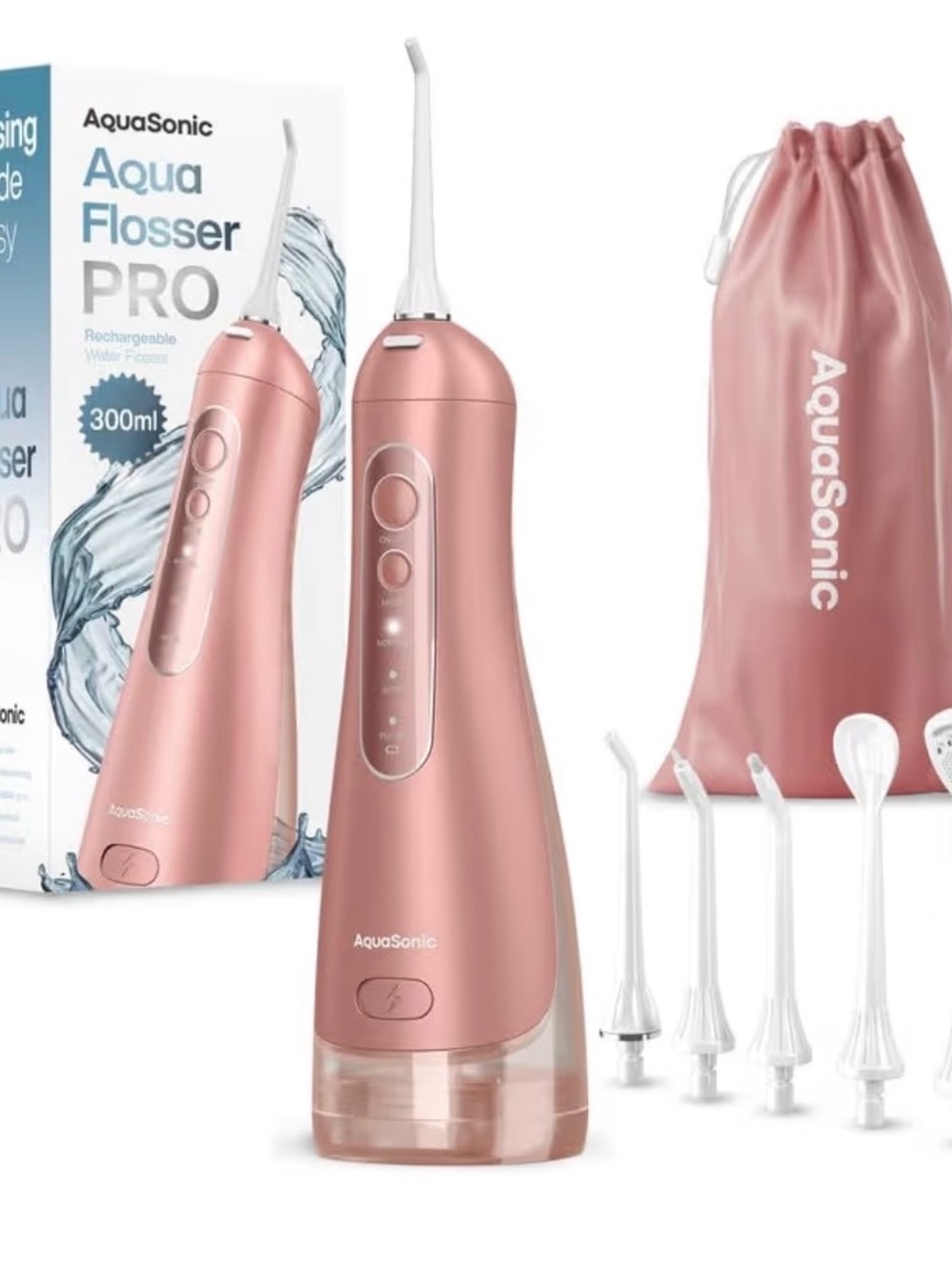 Rose Gold Aqua Flosser PRO - Portable Water Flosser used once Been sanitized